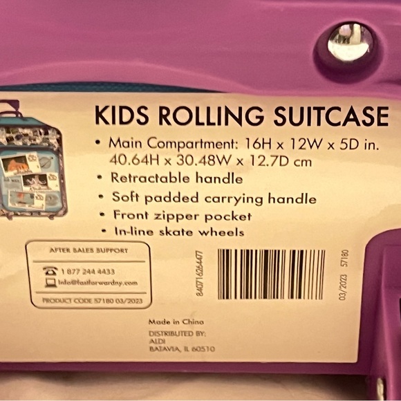 Disney 100 Year Anniversary Kids Travel Bag On Wheels Purple Blue Air Mail Stamp - Picture 10 of 11